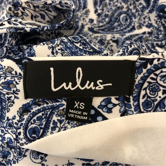 Lulus Taj Mahal Tour Blue Print Shift Mini Dress size XS Short Sleeve Cutout - Picture 10 of 13